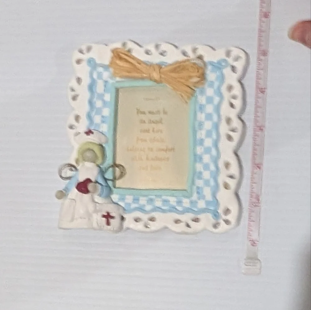 Blue and White Nurse Themed Picture Frame Angel Poem Healthcare Gift
